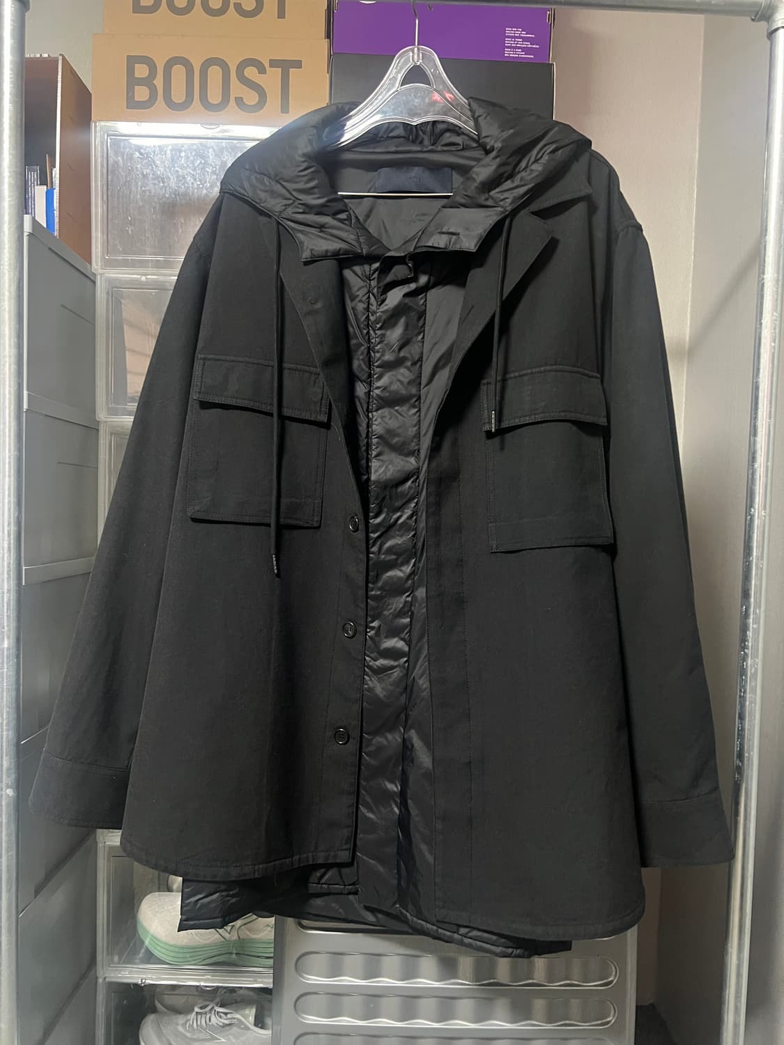 준지 Juun.J 나일론 후드 내피 셔츠 자켓 블랙 상품이미지4