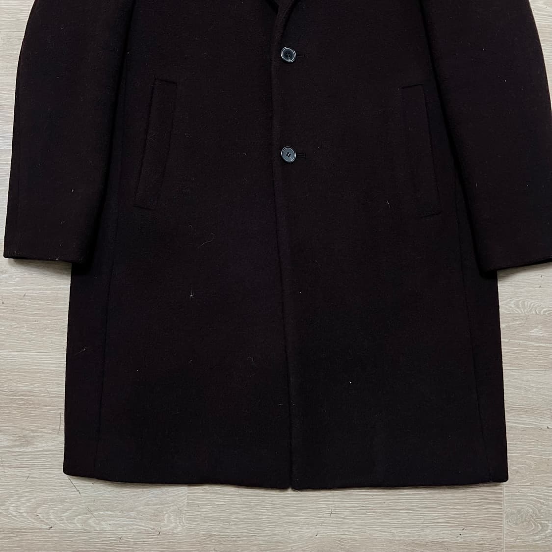 트루젠 모직 이너퀼팅 안감 싱글 롱코트 [와인] XL/105 상품이미지3