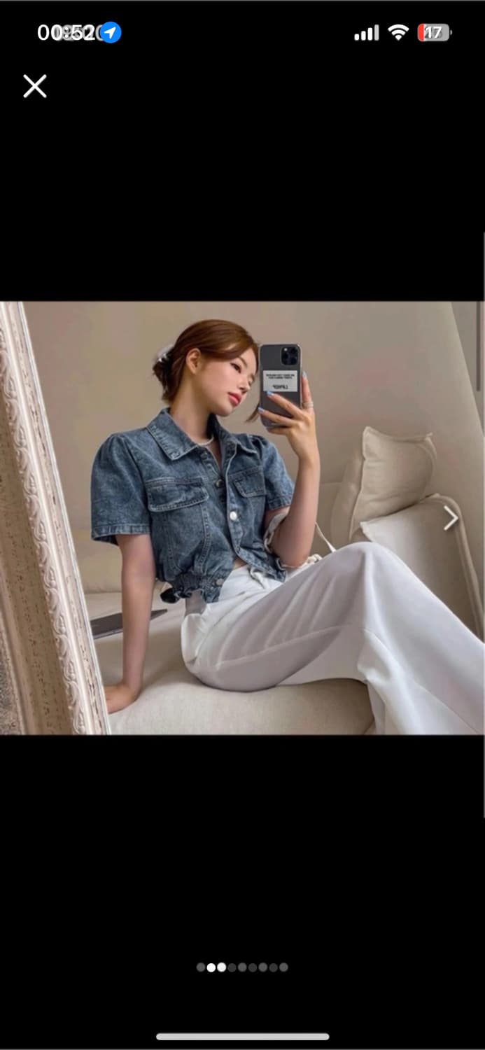 [립합] 프릴 데님 블라우스 상품이미지1