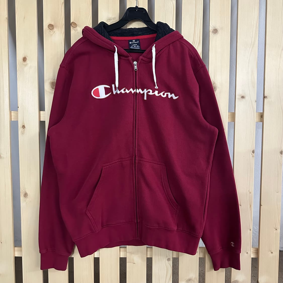 (L) 챔피온 버건디 빅로고 후드집업 상품이미지1