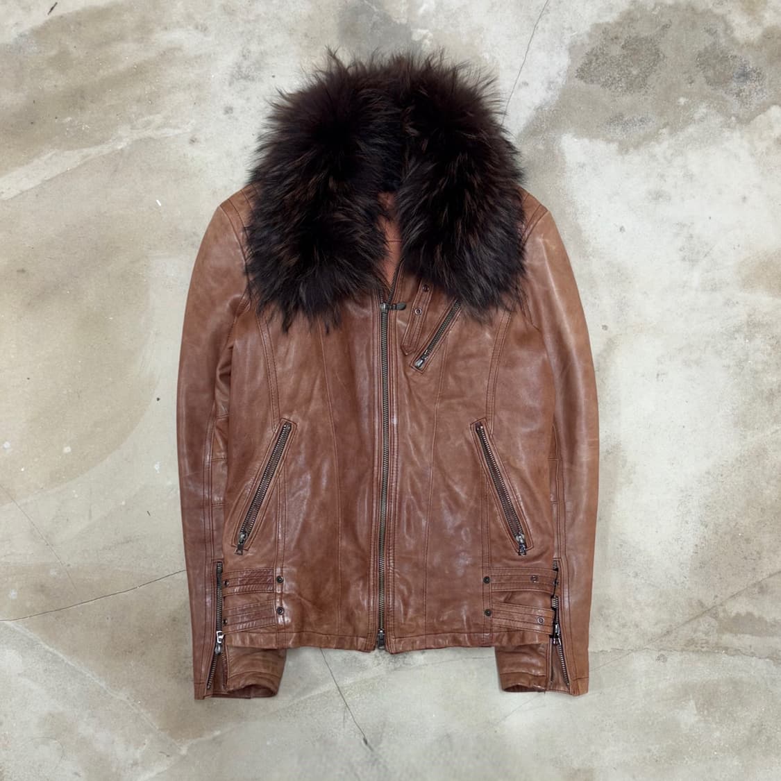 [M] 00’s Tornado Mart Fur Leather Jacket 상품이미지1