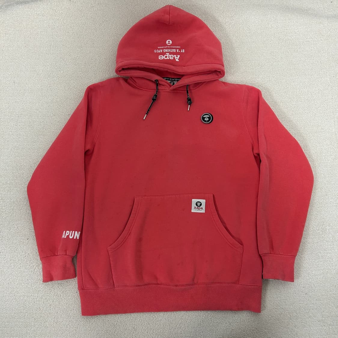 에이프 벨크로 패치 로고 핑크 후드티  상품이미지2