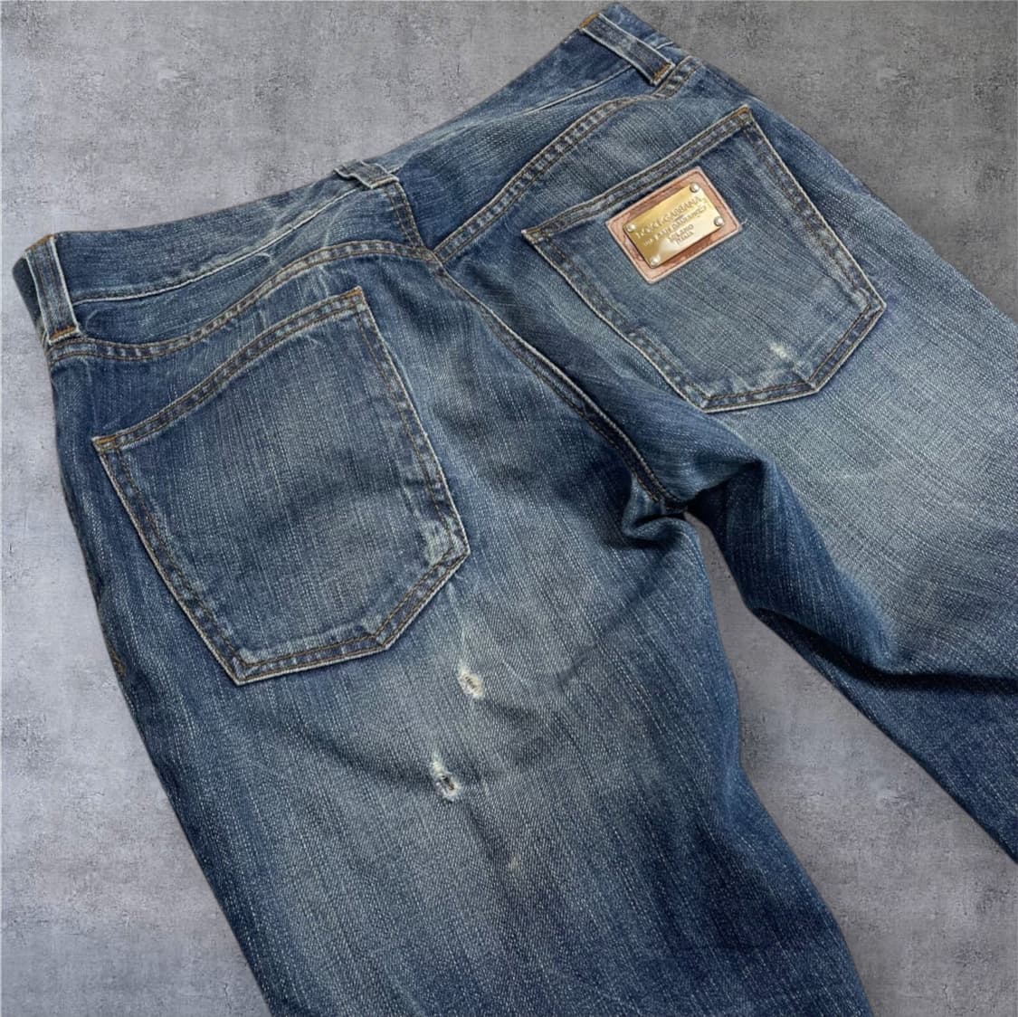 돌체앤가바나 중청 빈티지 메탈패치 디스트로이드 데님팬츠 48 상품이미지6