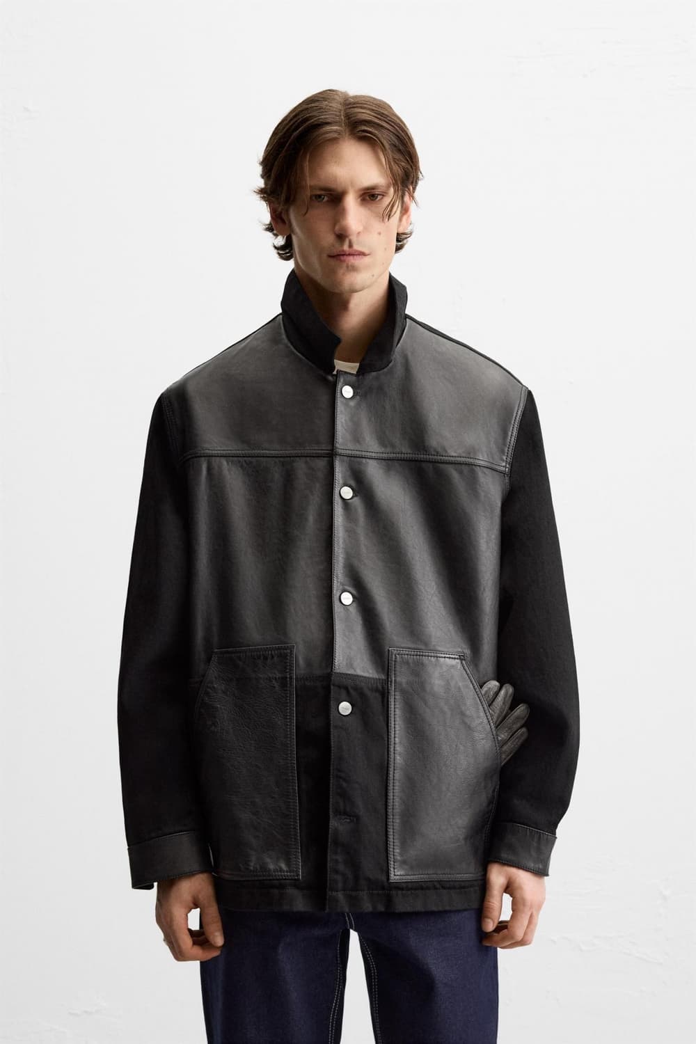 ZARA - 레더 데님 믹스 자켓 상품이미지2