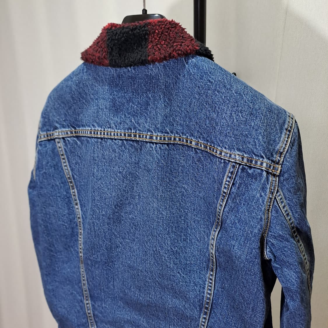 (택포) 리바이스 검빨 체크 쉐르파 데님자켓 M B327 상품이미지6