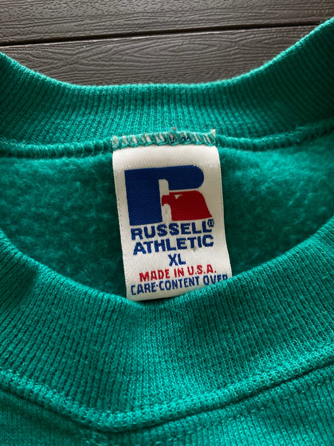 (XL) 90s 빈티지 러셀 스웻셔츠 틸그린 USA 상품이미지3