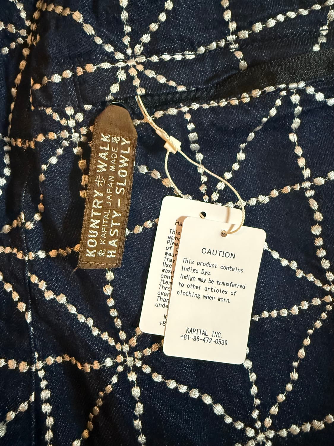 캐피탈 8온즈 데님 포크 도조 자수 이지 팬츠 인디고 상품이미지2