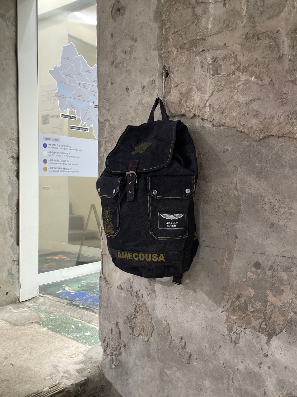 아메코 usa 흑청 밀리터리 스트링 데님 백팩 상품이미지2