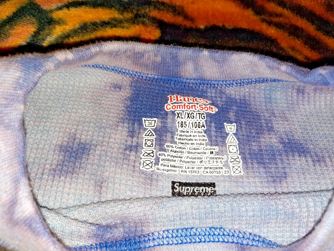 슈프림 헤인즈 본즈 써멀 크루 타이 다이 롱슬리브 티셔츠 상품이미지5