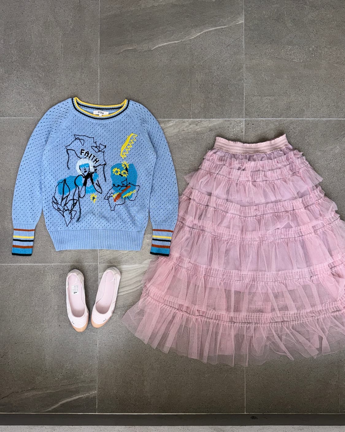 O’2ND mute blue embroidered summer knit 상품이미지1
