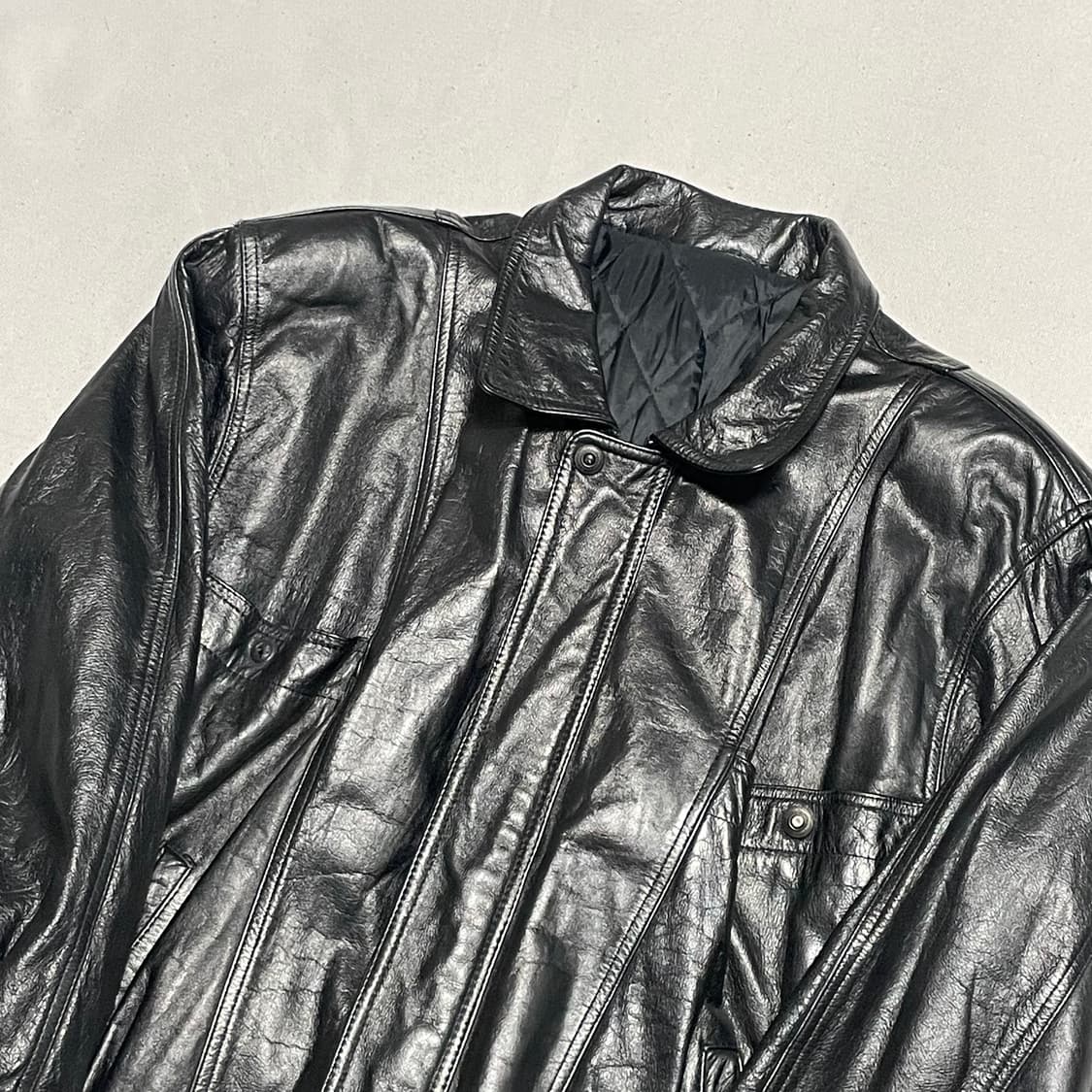 90년대 빈티지 100% 카우레더 블루종  상품이미지1