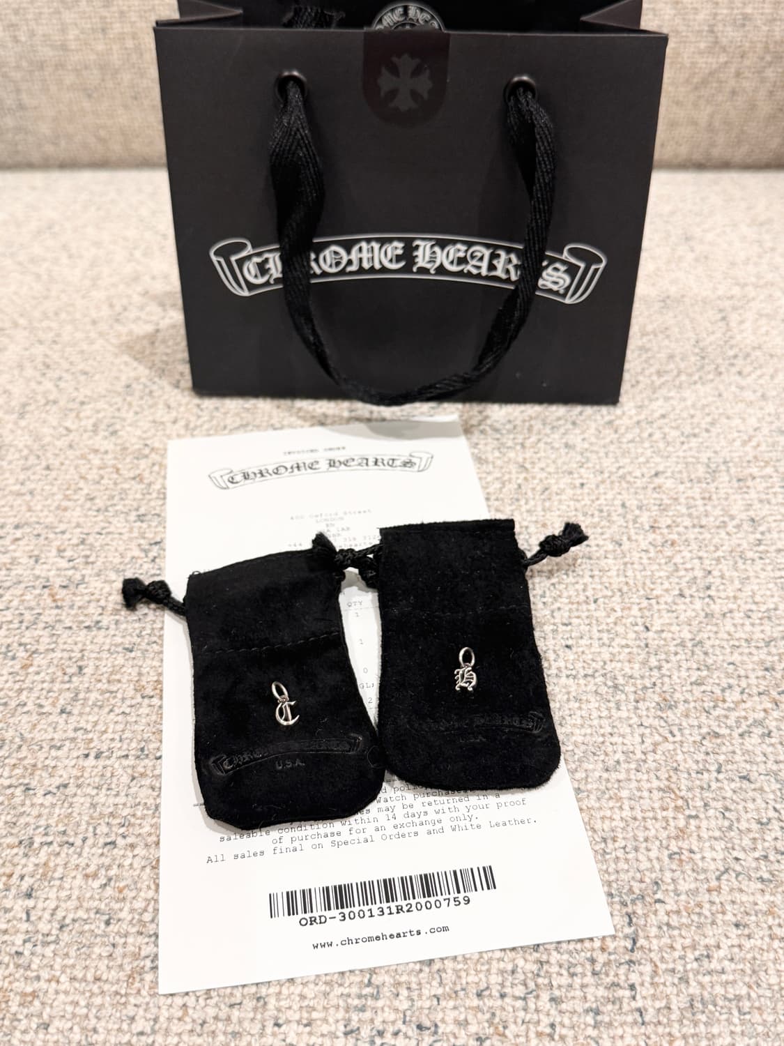 크롬하츠 미니 알파벳 참 팬던트 실버 상품이미지1