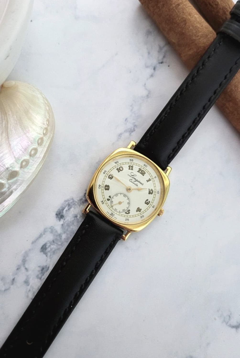 정품 론진 150주년 946.5164 남여공용 쿠션케이스 쿼츠시계 상품이미지2