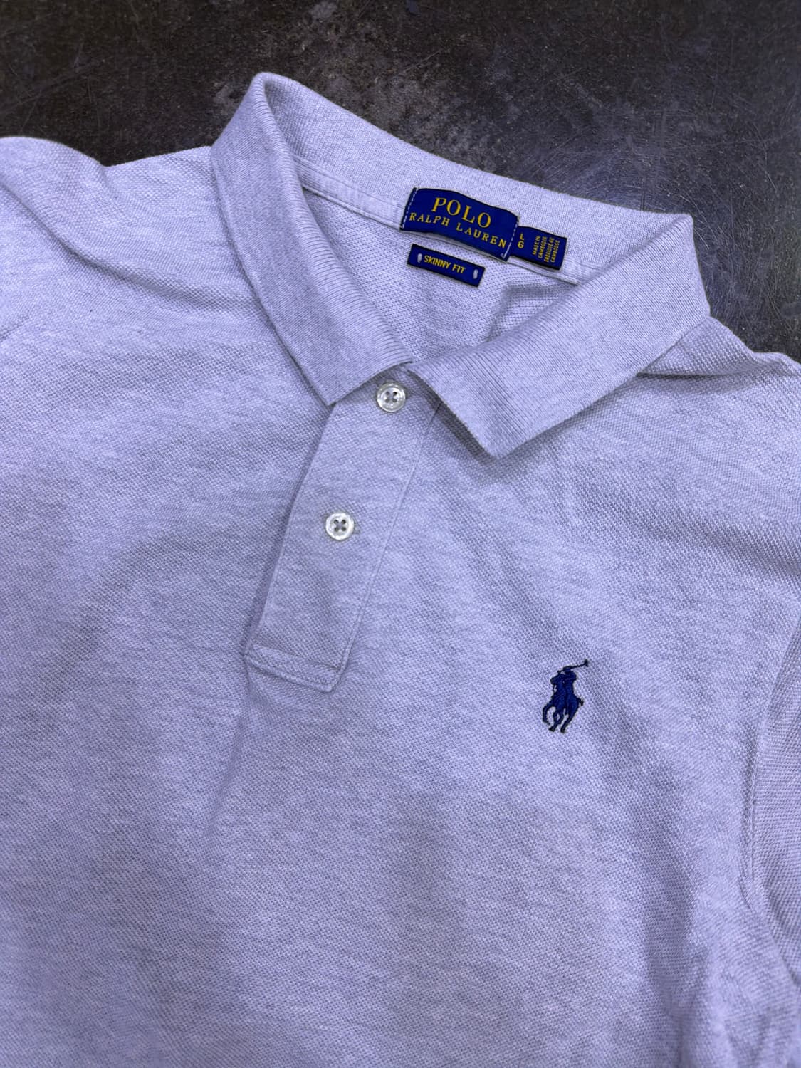 폴로 랄프로렌 스키니핏 피케 반팔 카라티 그레이 L 상품이미지3