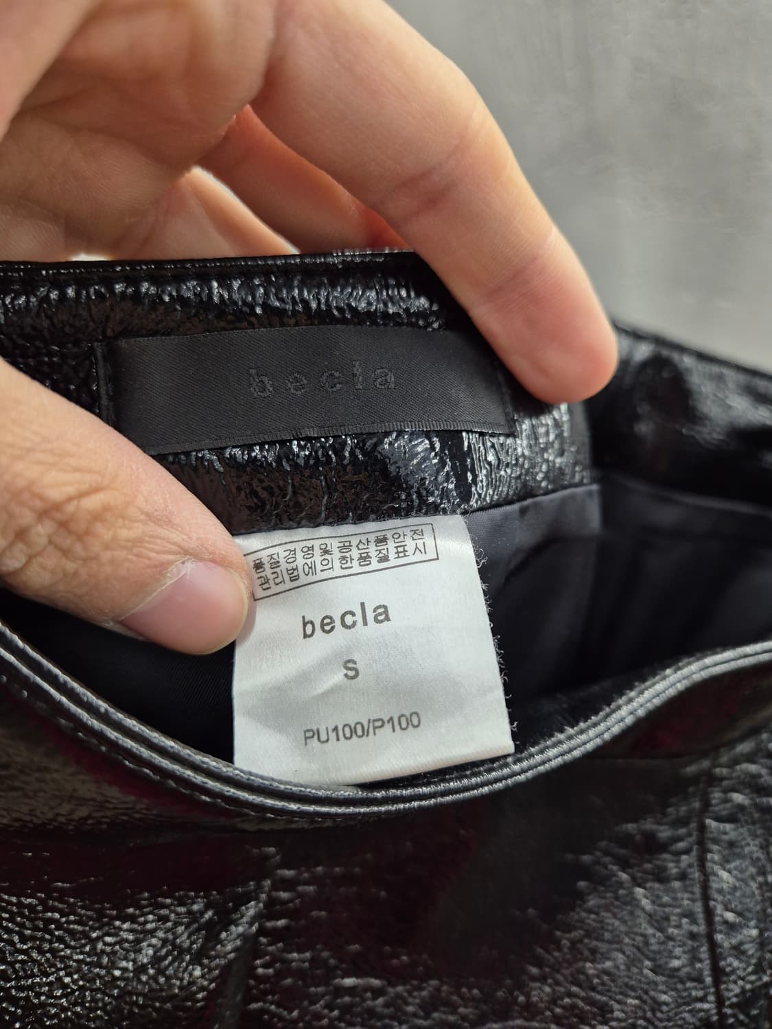 Becla 블랙 에나멜 미니 스커트 S 상품이미지5