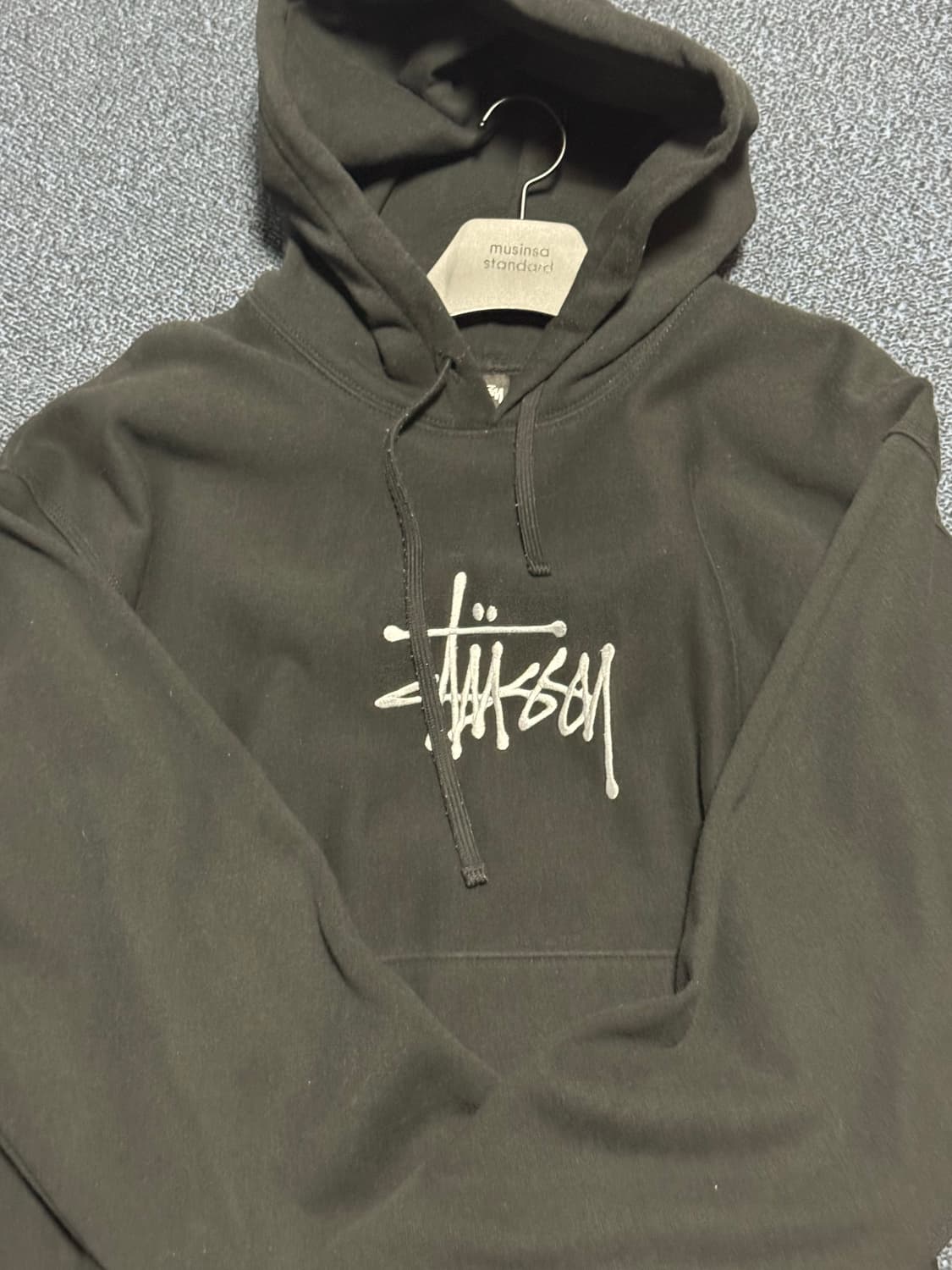 스투시 베이직 아플리케 후드 블랙 xl 상품이미지1