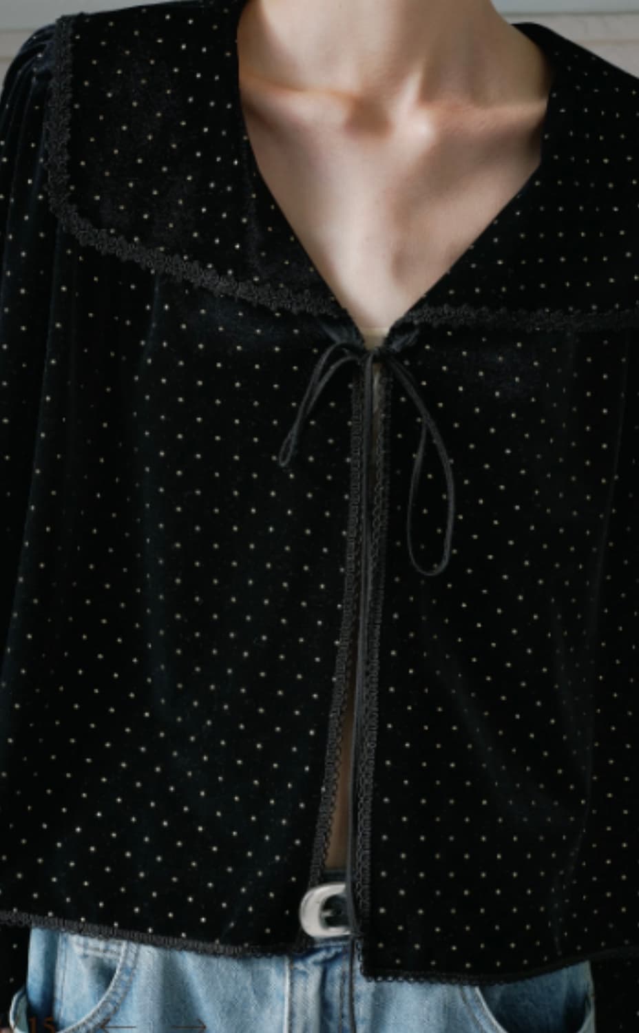 비아플레인 벨벳 도트 블라우스 상품이미지2