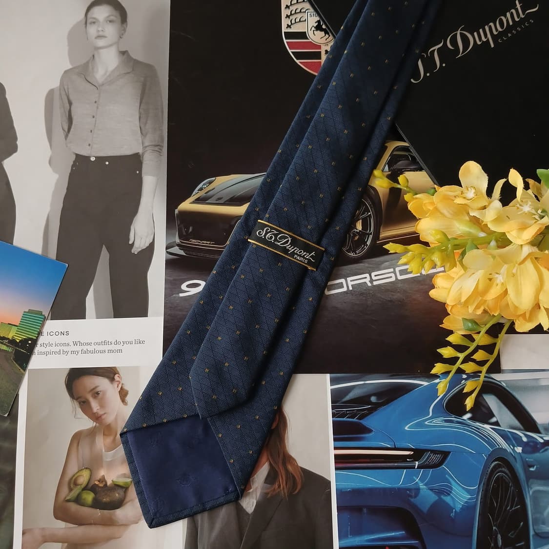 듀퐁 실크 네이비 미니멀 자카드 넥타이 8.2cm A+등급 A19183 상품이미지4