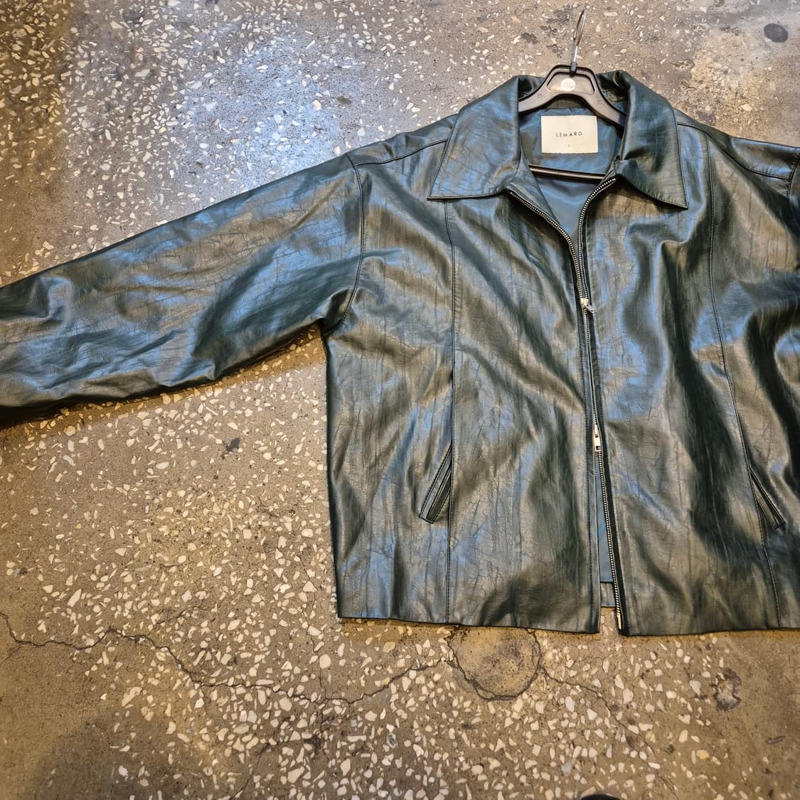 FREE 청록색 오버핏 레더자켓  상품이미지8