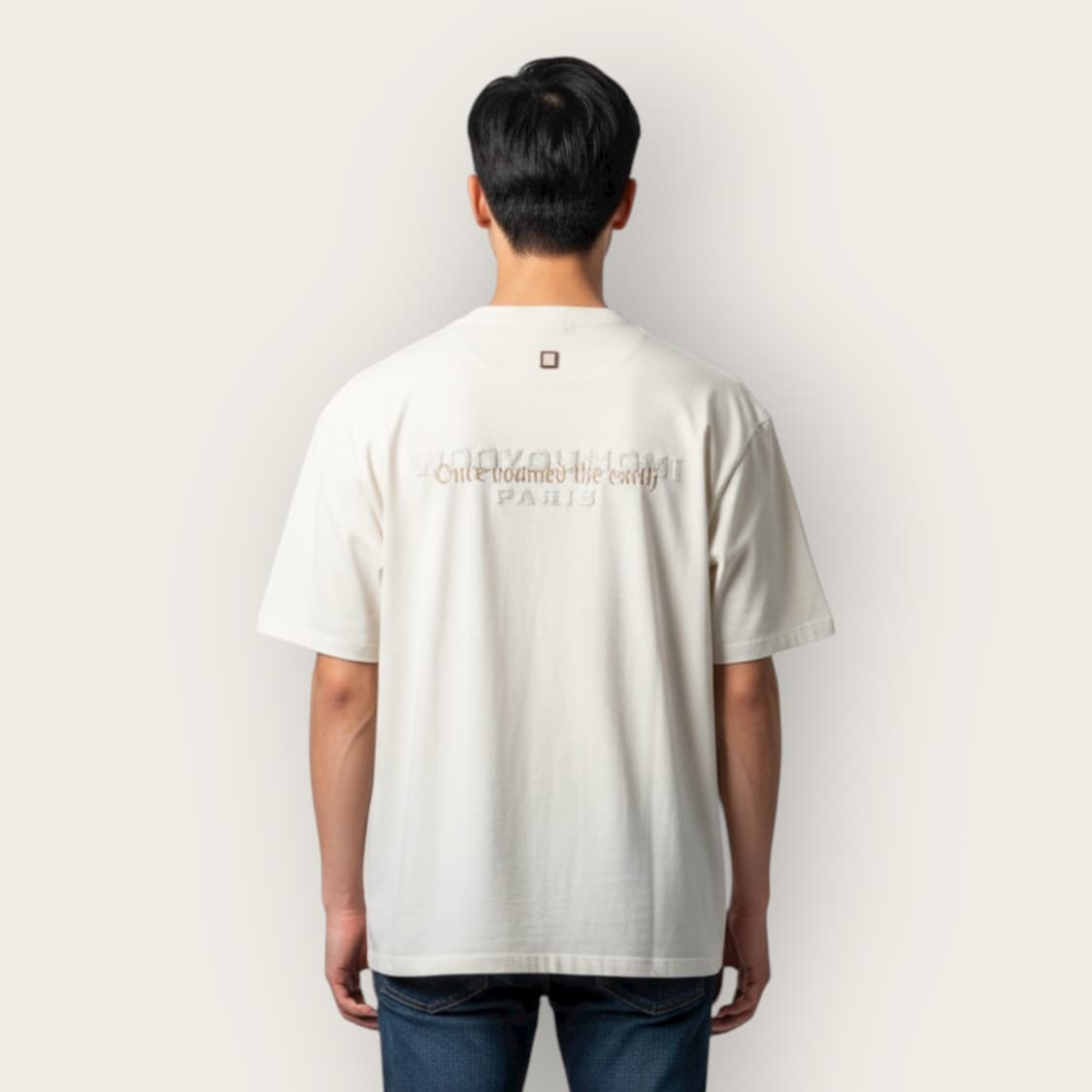 50/ 우영미 백로고 자수프린팅 라운드 반팔 상품이미지1