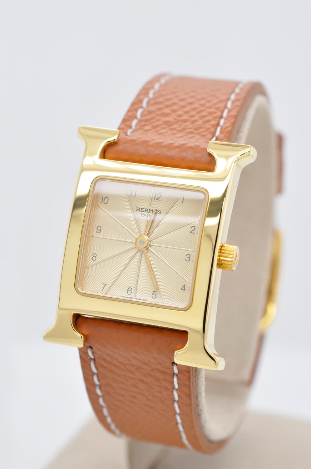 에르메스 H아워 금장 중고명품 여성용 PM 사이즈 21mm 가죽손목시계 상품이미지3