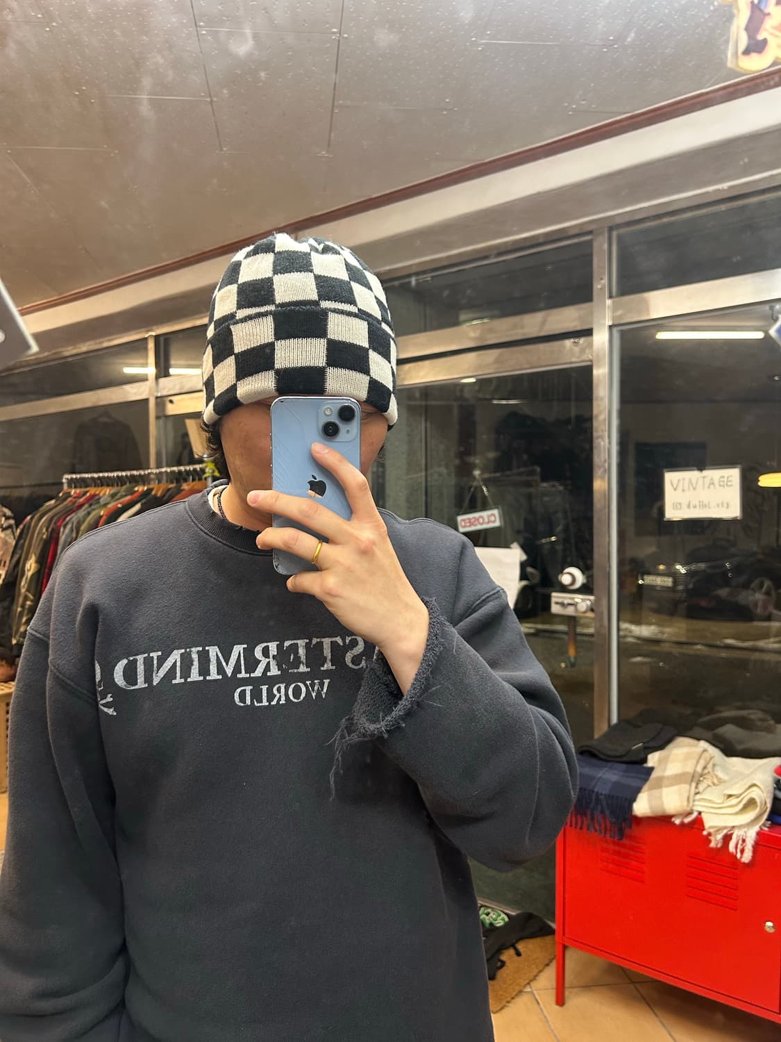 체커보드 비니 상품이미지3