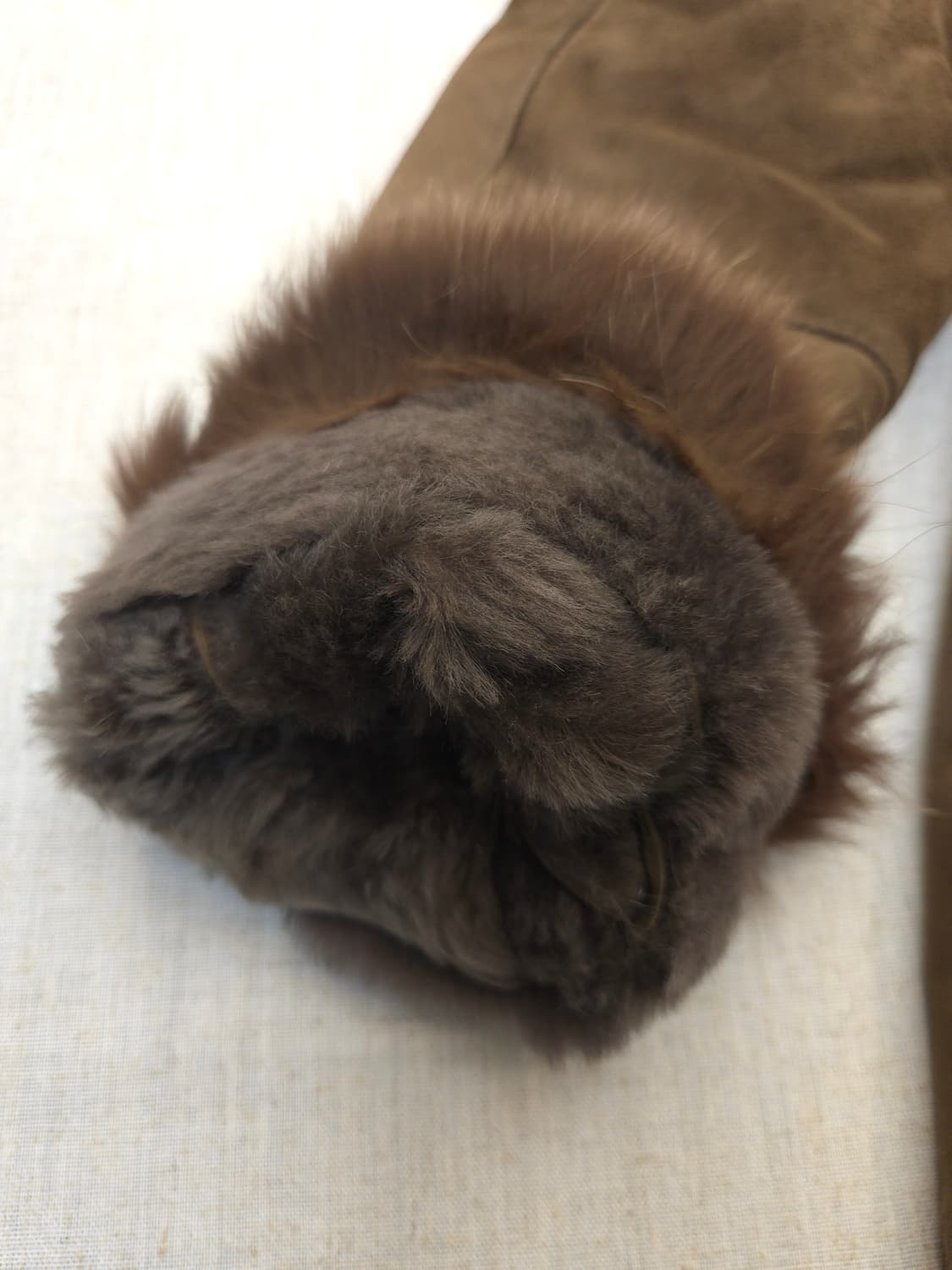 Sha Scha 브라운 트리밍 양가죽 무스탕 코트 상품이미지4