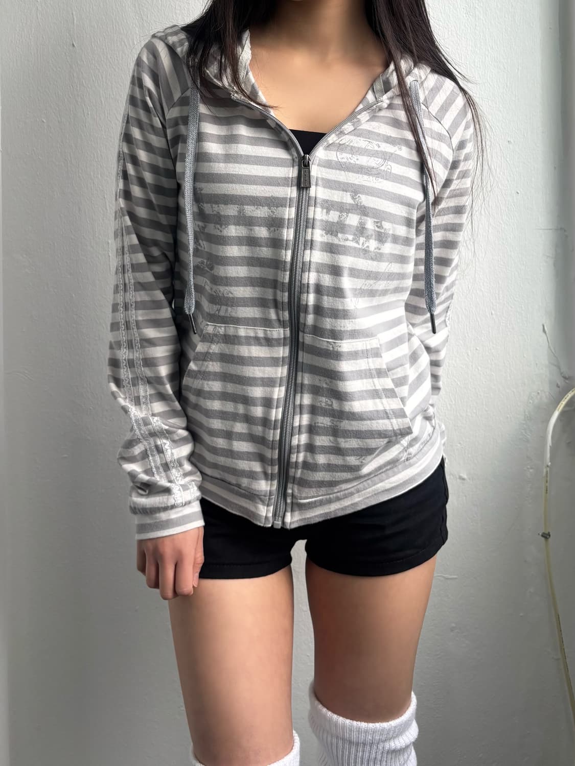 Vintage Prenda Grey Stripe Hood Zip-Up 상품이미지5