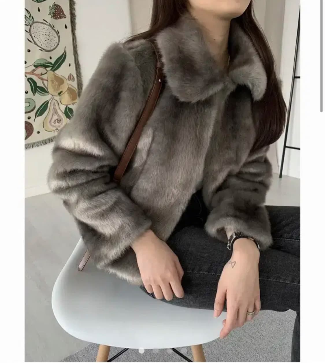 노네임 버킨 카라 그레이 퍼자켓 숏자켓 상품이미지4