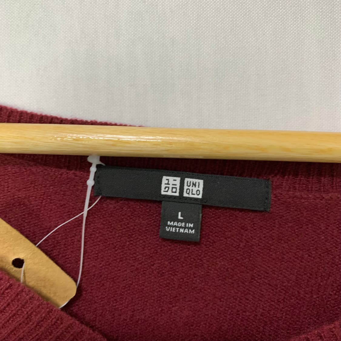 유니클로 브이넥 캐시미어 100% 빈티지 니트 레드 버건디 L 상품이미지6