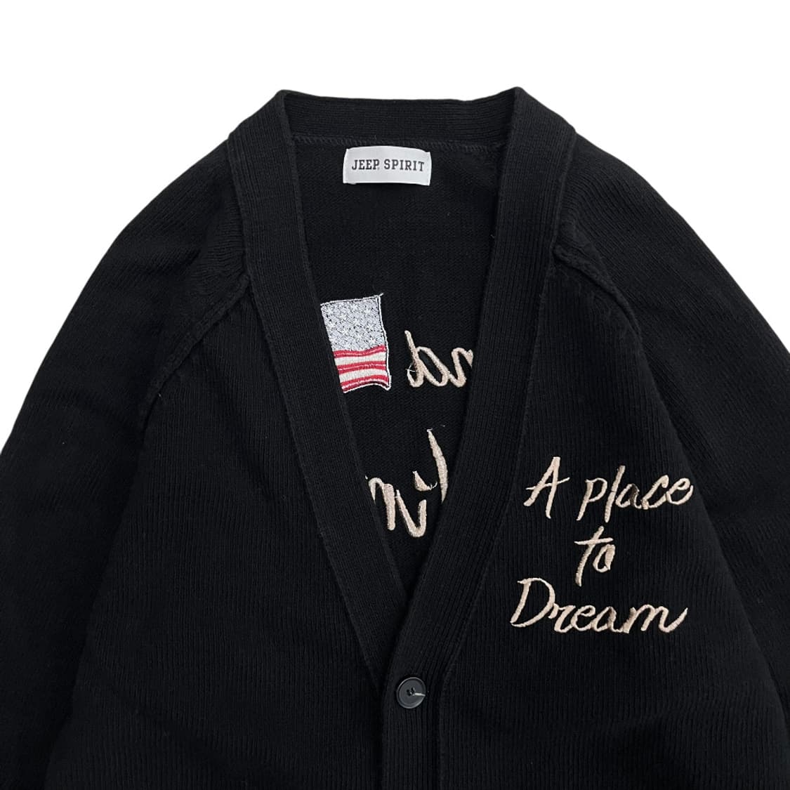 지프 백 성조기 자수 블랙 니트가디건 90 상품이미지4