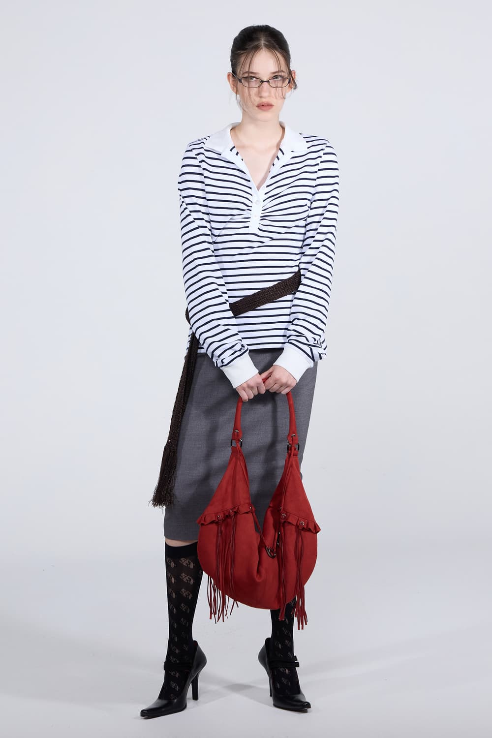 스컬프터 스웨이드 스트링 호보백  상품이미지2