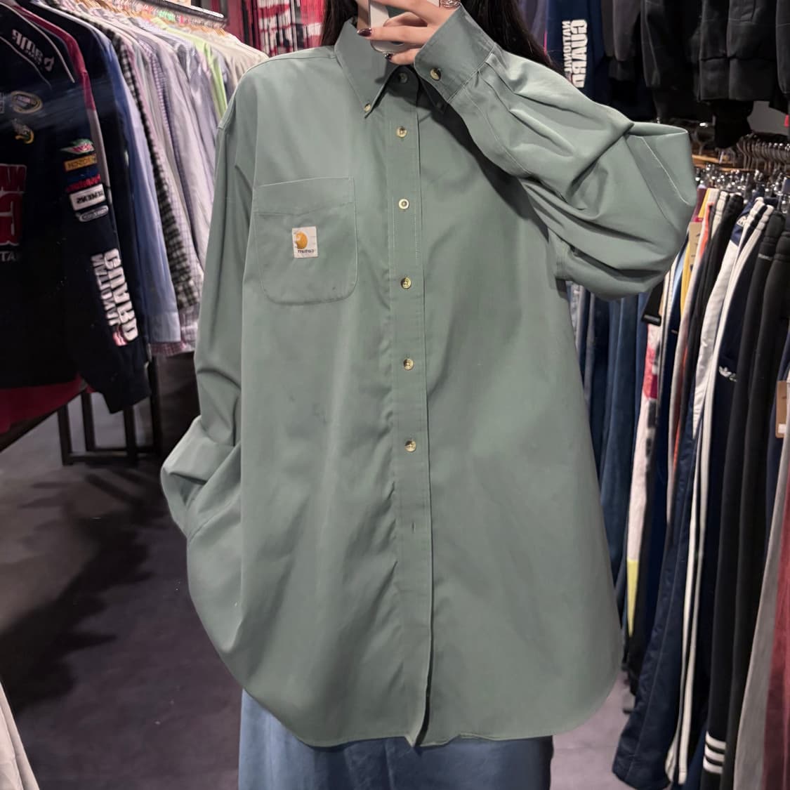 [IM]Carhartt 칼하트 긴팔 셔츠 세이지그린 상품이미지1
