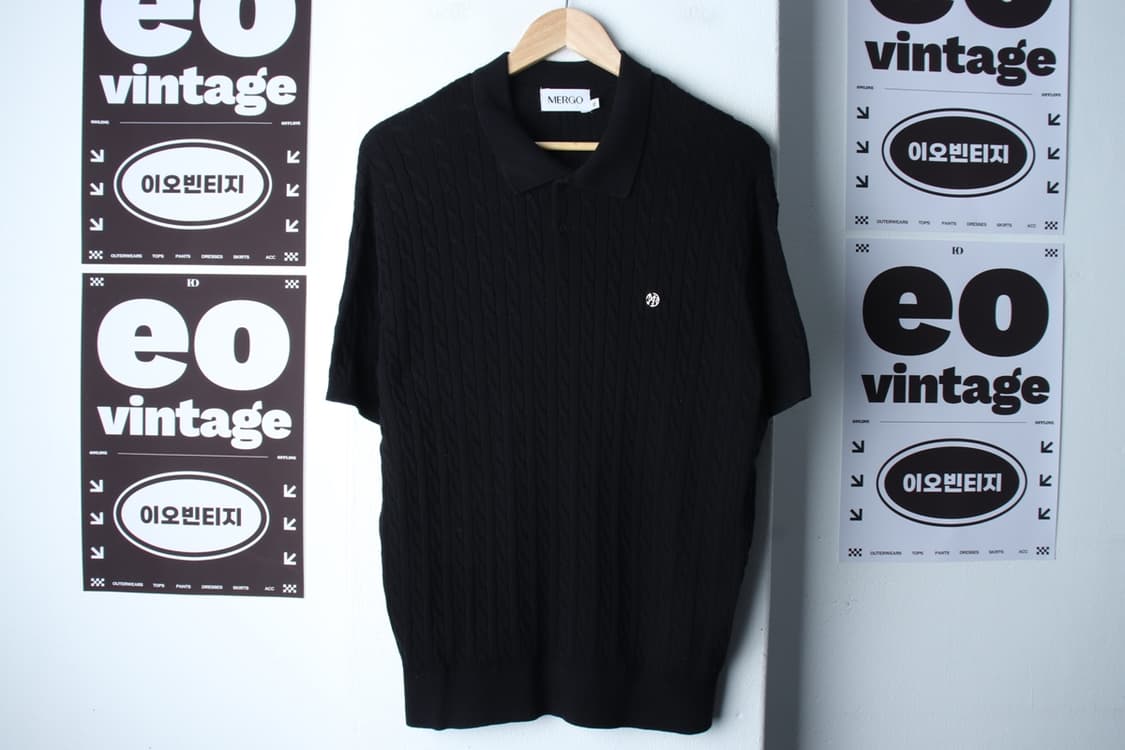 (XL-2XL) 메르고 반팔 카라 티셔츠 니트 케이블 꽈배기-H32192 상품이미지2