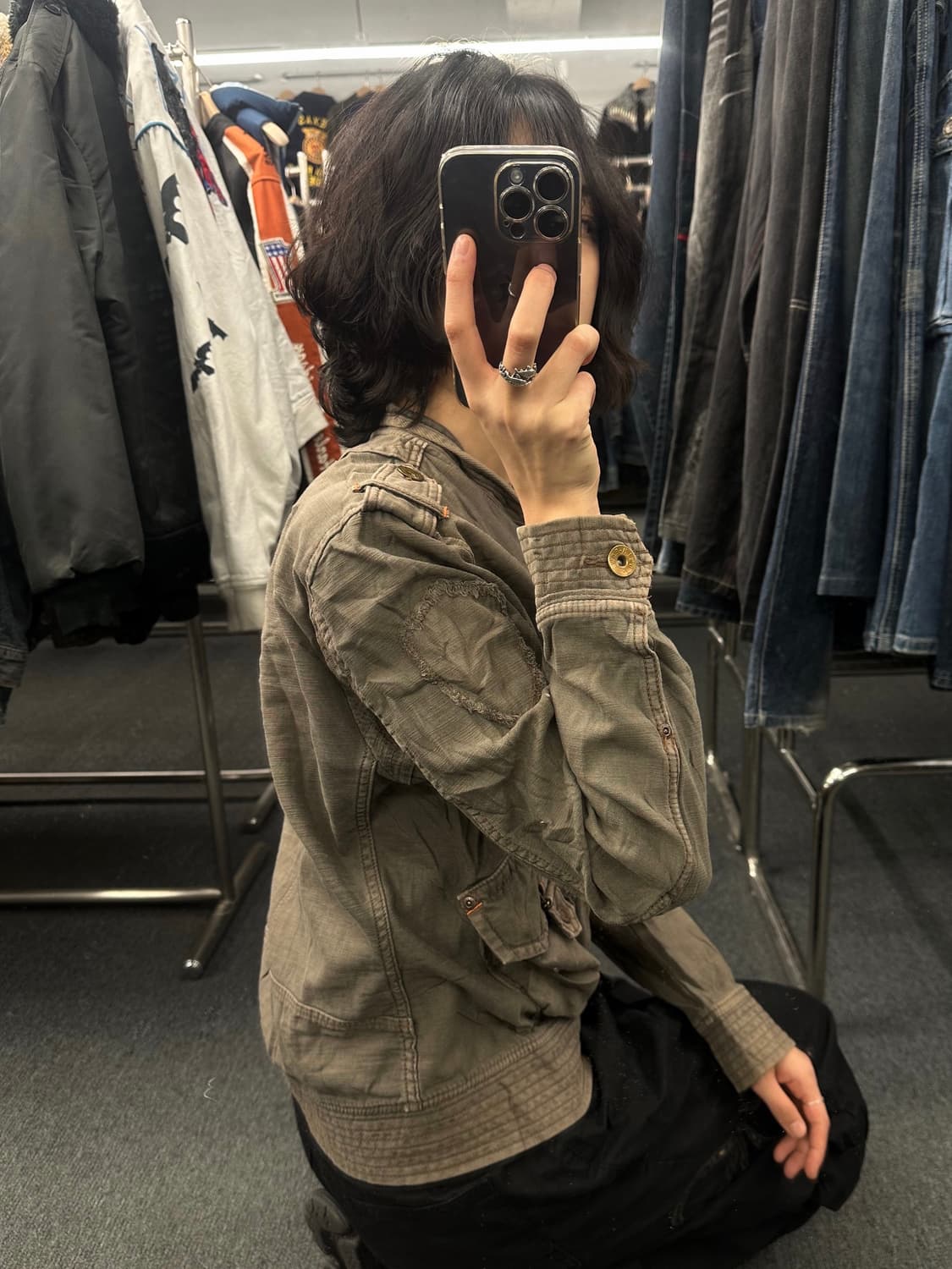 L)에드윈 플라이트 포켓 디테일 빈티지 야상 자켓 상품이미지2