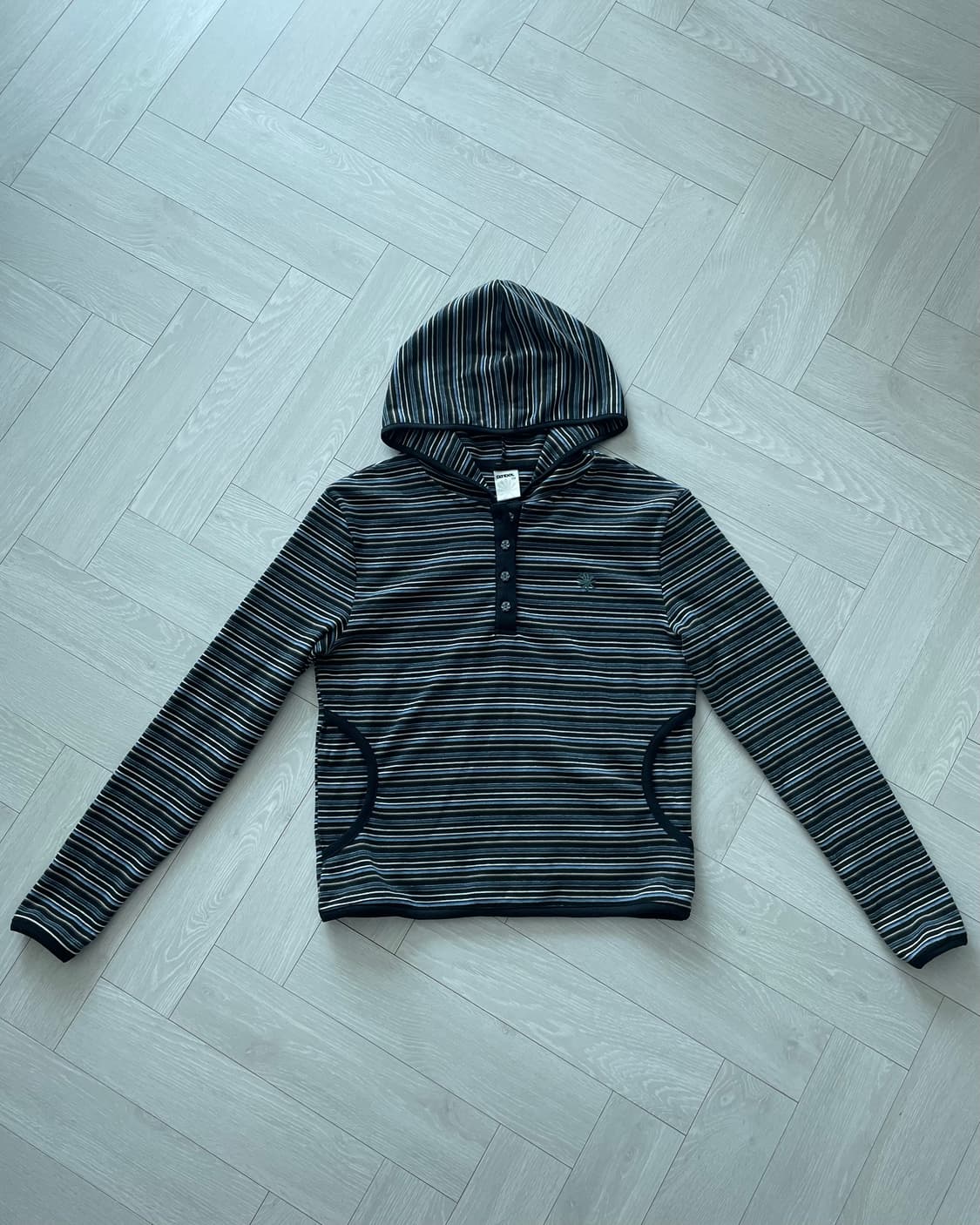 단델 stripe trim hooded long sleeve BLACK 상품이미지2