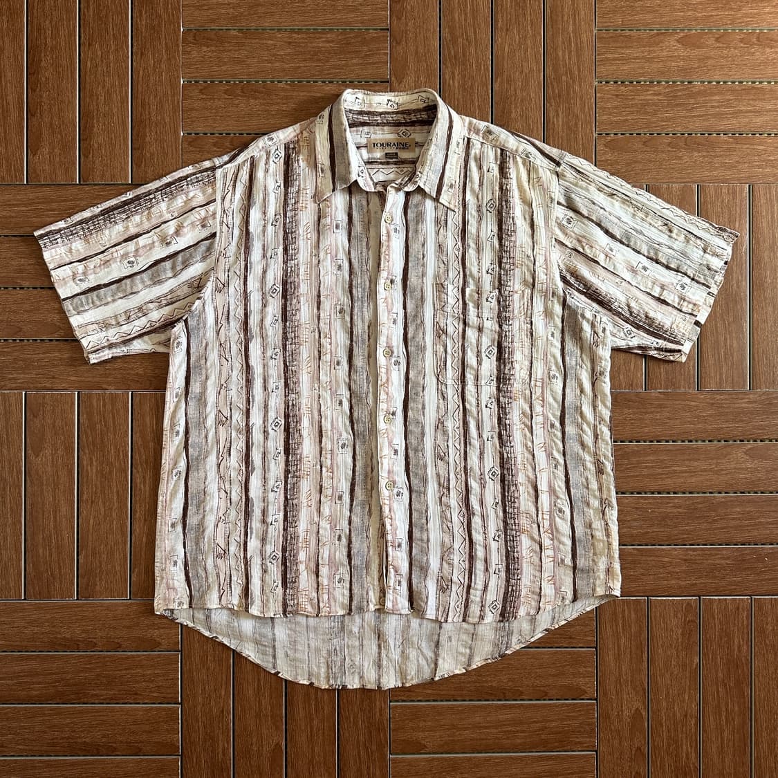90‘s Touraine Uomo ethnic 1/2 shirts 상품이미지1