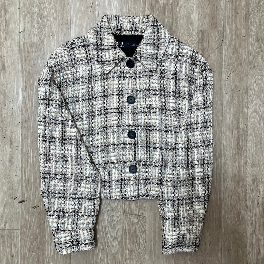 자라 ZARA 여성 체크 크롭 트위드 자켓 S(90) 상품이미지1