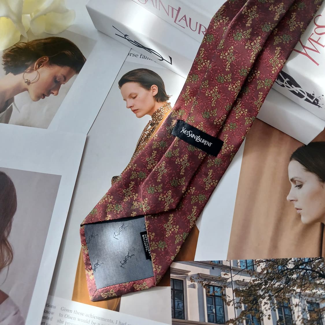 입생로랑 실크 플로럴 자카드 넥타이 9.1cm A+등급 A18868
 상품이미지4