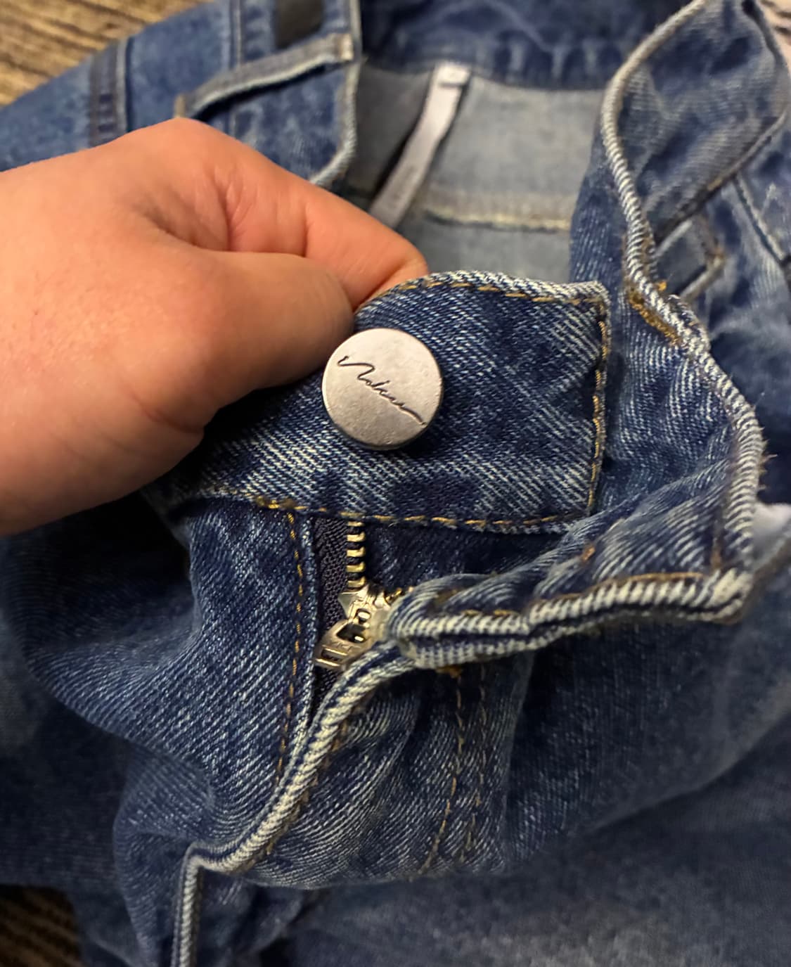 (48/30)noirer 노이어 클래식 와이드 데님팬츠 미드블루 청바지 상품이미지4