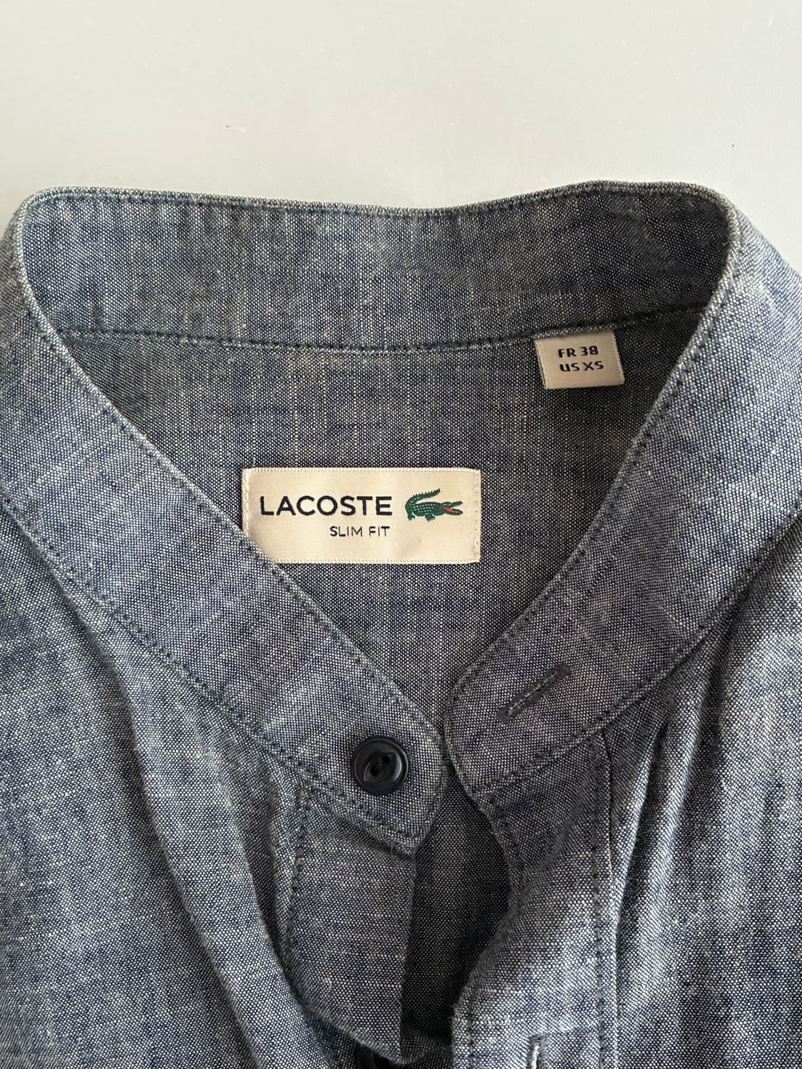 38) 라코스테 슬림핏 차이나카라 샴브레이 셔츠 그레이 상품이미지4
