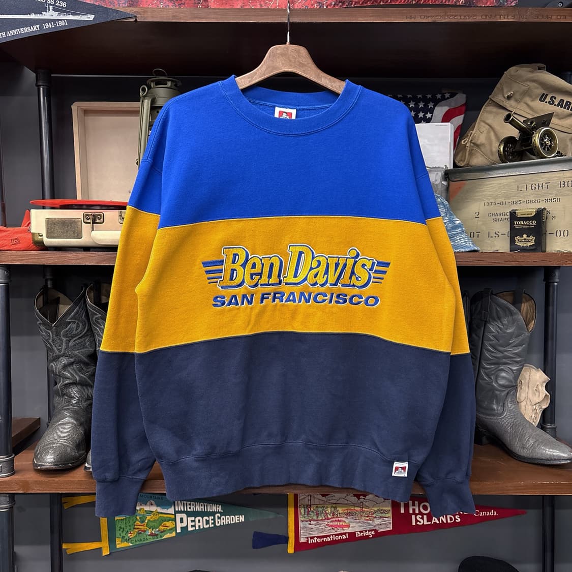 벤 데이비스 레트로 오버핏 엠브로이드 컬러블럭 스웻셔츠 N892 상품이미지1