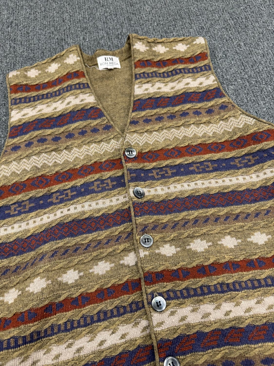 M)Ron Mega 빈티지 패턴 니트 베스트 조끼 상품이미지2