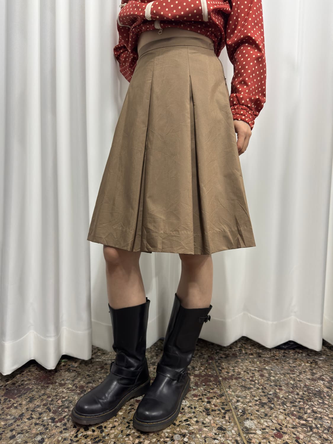 indivi beige midi pleats skirt 상품이미지4