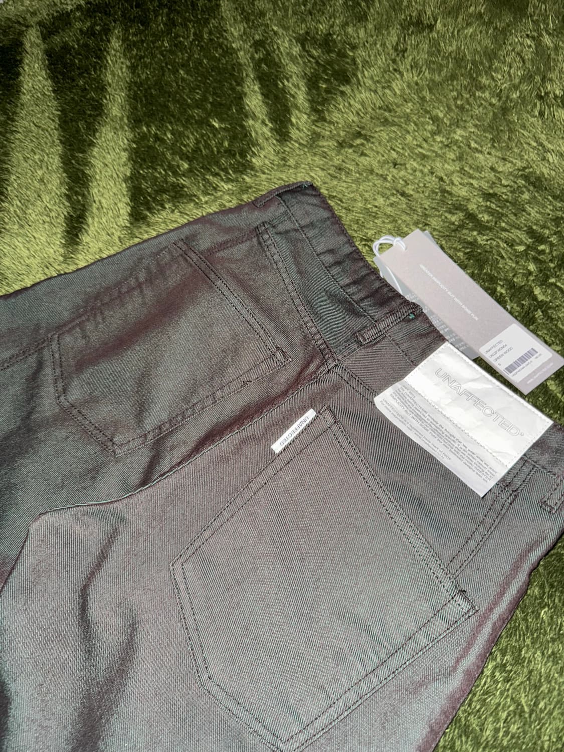 [S] 언어펙티드 22FW 루즈핏 트랙 데님 팬츠 그린 우드 상품이미지8