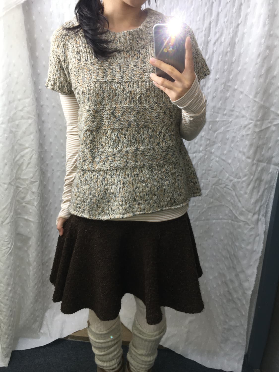 베이지 스트라이프 이너 티셔츠 상품이미지2