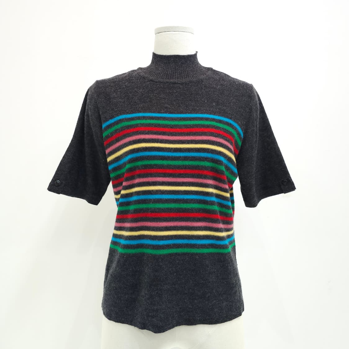 울혼방 멀티스트라이프 겨울 반팔 니트 상품이미지1