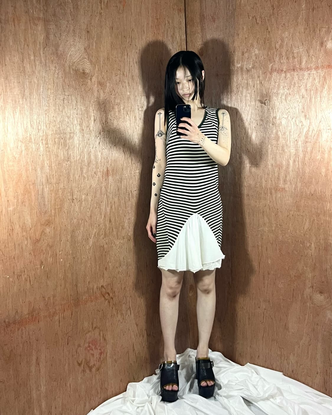 토가 풀라 스트라이프 저지 슬리브리스 원피스 상품이미지1
