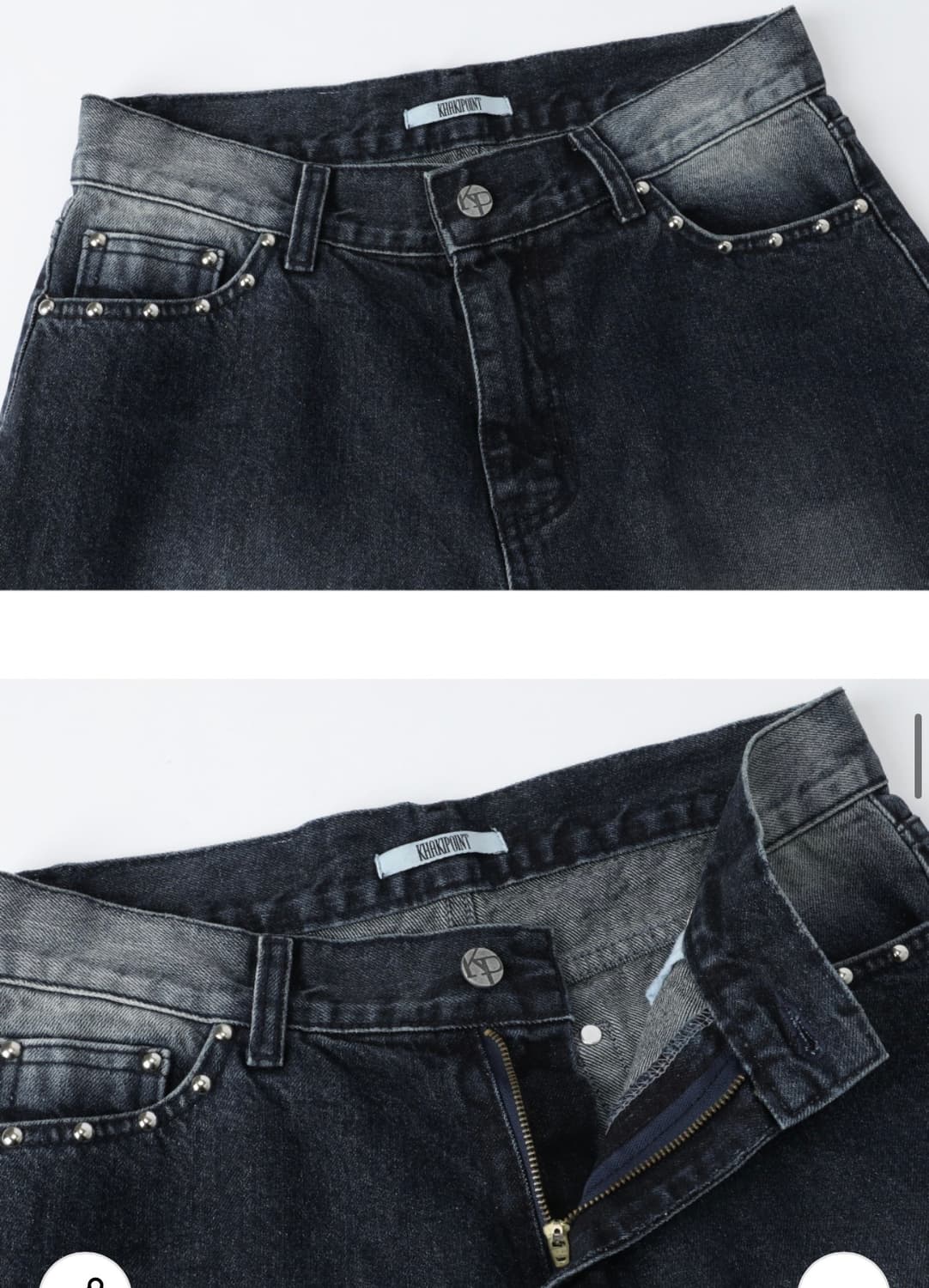 카키포인트 스터드 와이드 데님팬츠 상품이미지5