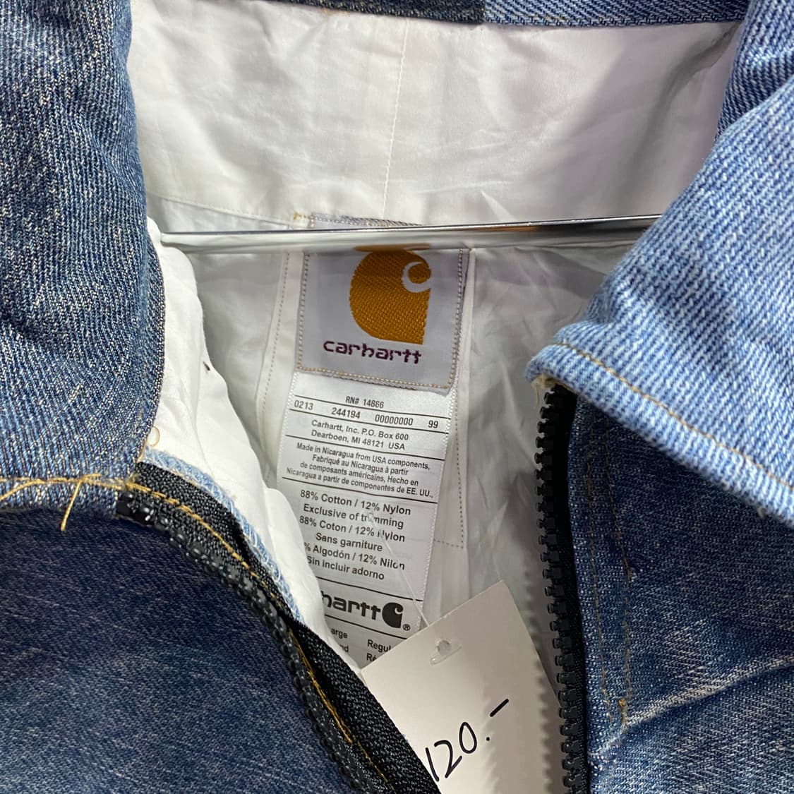 칼하트 패치워크 리메이크 데님자켓 B3155 상품이미지3